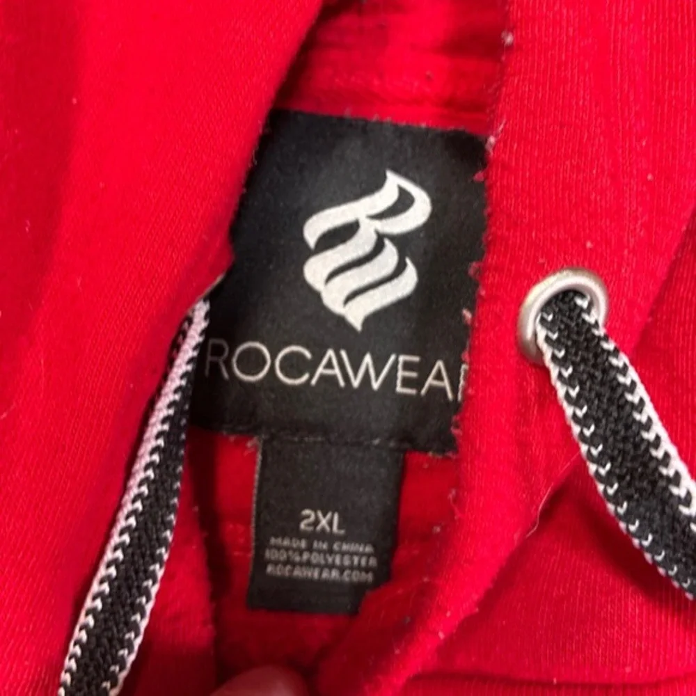 Vintage Rocawear Hoodie Men 2XL Red ROC BK 1999‎ Graphic Distressed Streetwear
